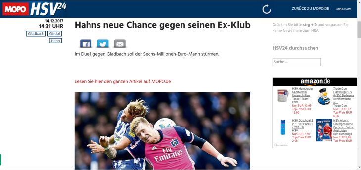 Screenshot Sport-Blog hsv24.mopo.de