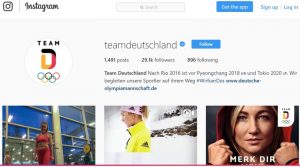 Instagram Account von Team Deutschland 