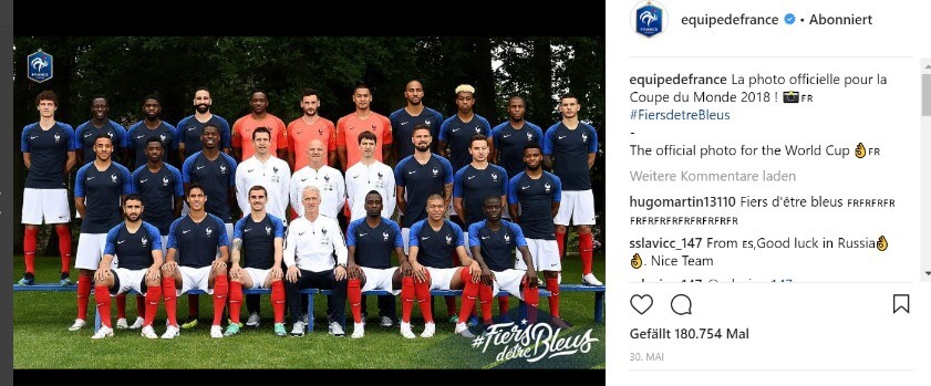 WM Instagram Frankreich-Team
