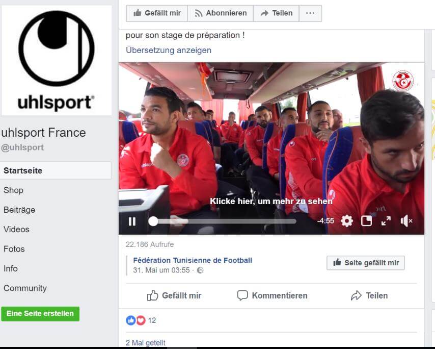 WM Ausrüster Uhlsport Tunesien Facebook