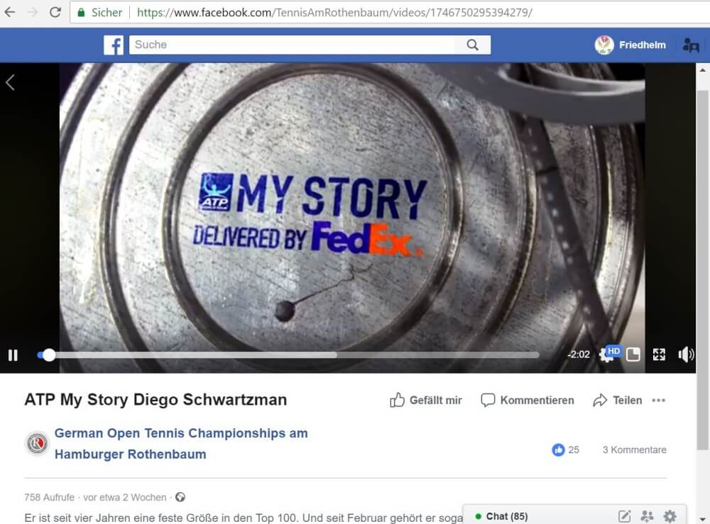FedEx-Werbung auf dem Facebook-Account vom Rothenbaum-Turnier