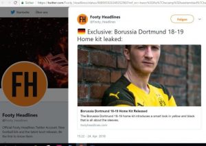 Schlagzeile: Home kit leaked von Borussia Dortmund