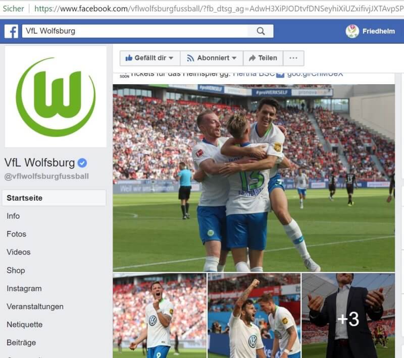 VfL Wolfsburg auf Facebook