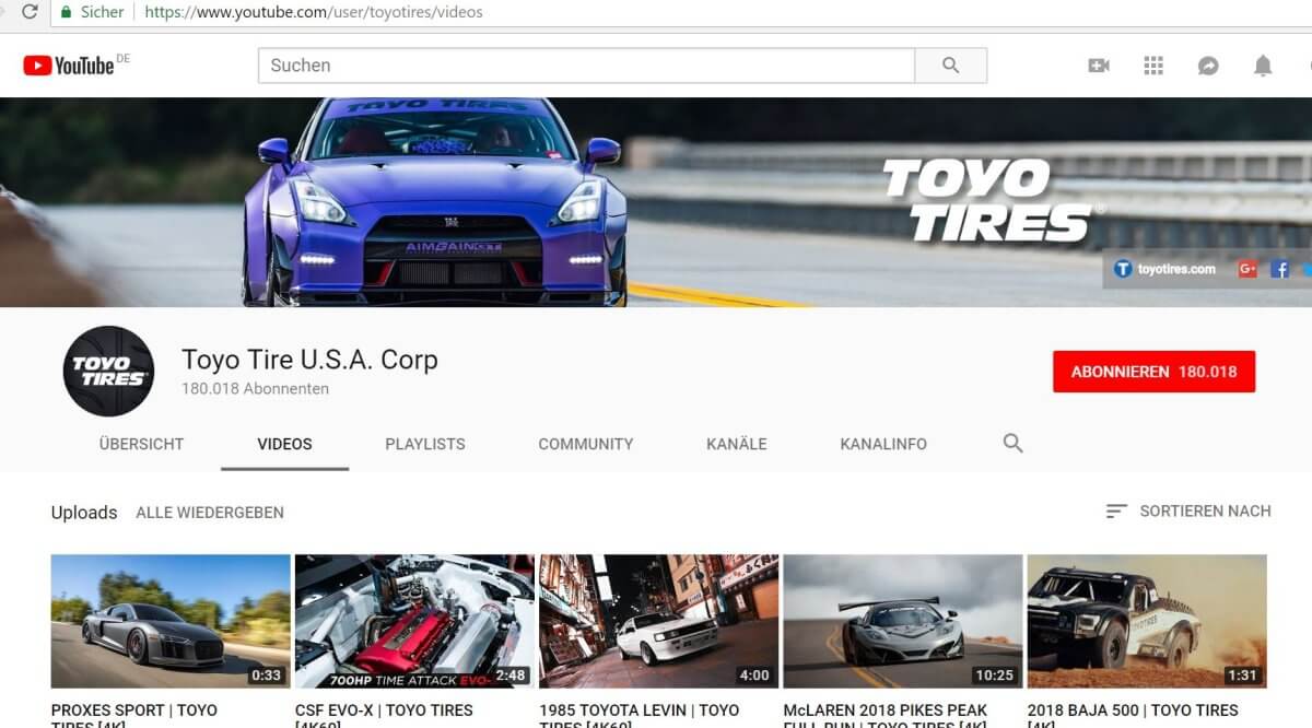 Toyo Tires YouTube