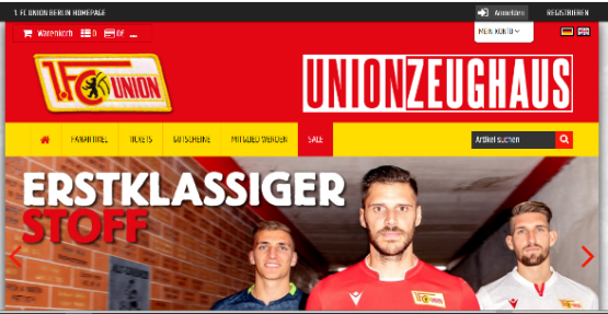 Startseite des Union Berliner Online-Shops