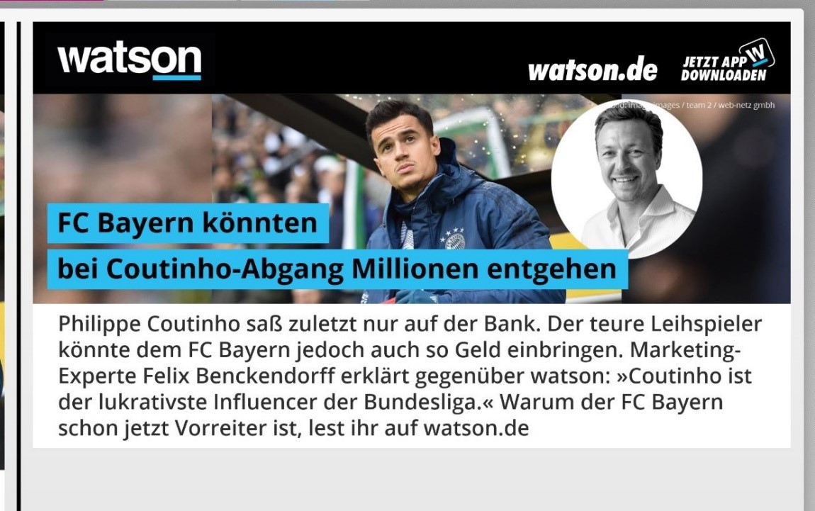 Philippe Coutinho und Felix Benckendorff bei watson