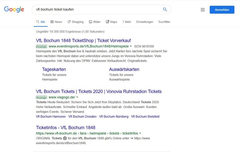 Suchergebnisse Google VfL Bochum