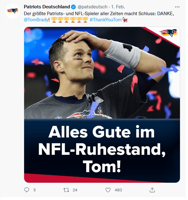 Tom Brady Patriots Deutschland Post
