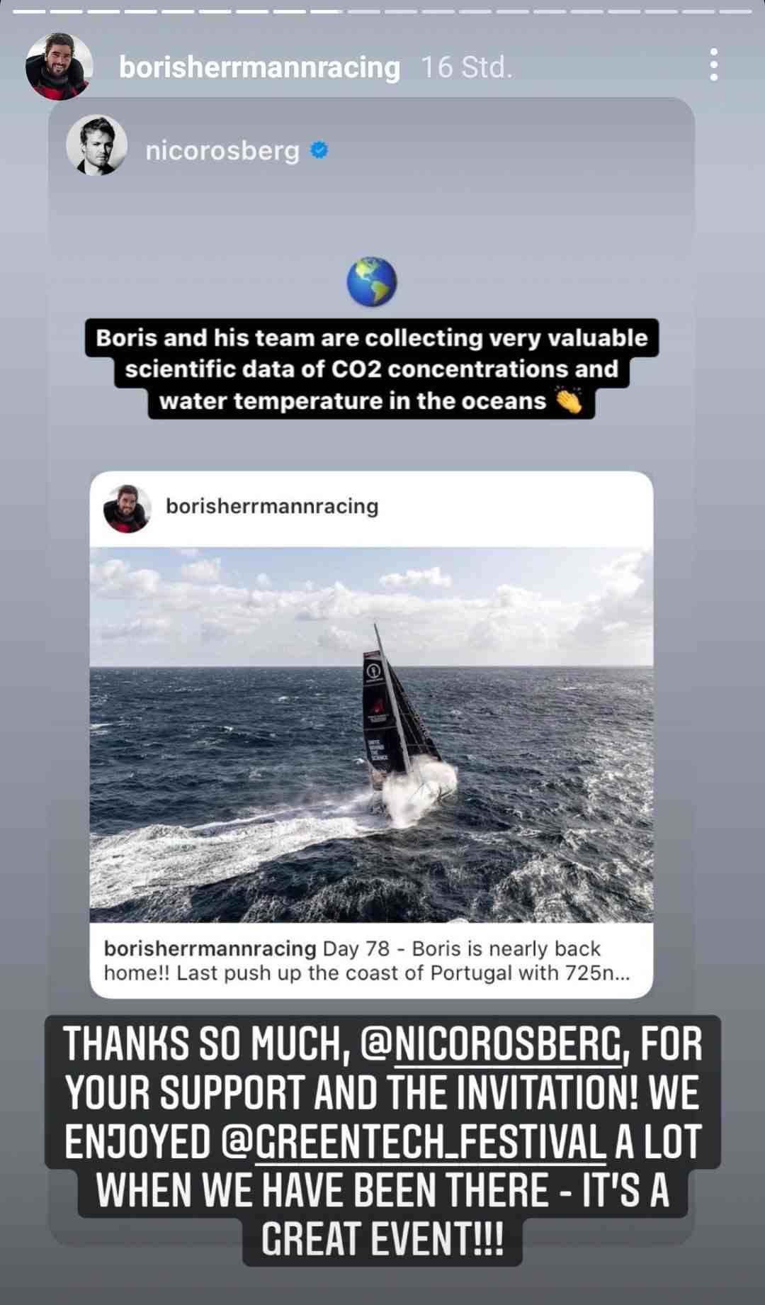 Screenshot Instagram Story Nico Rosberg
