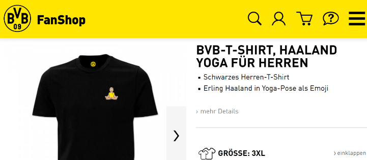 Borussia Dortmund Onlineshop T-Shirt mit Erling Haaland Druck