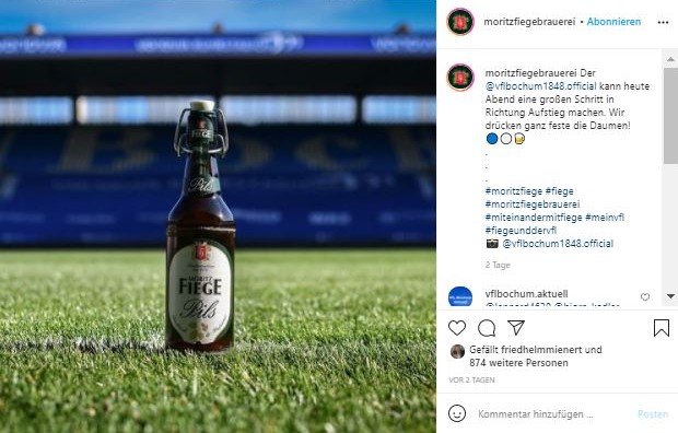 Screenshoot Moritz Fiege Brauerei bei Instagram